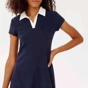 Women’s Navy Polo Collar Short Sleeve Dress
